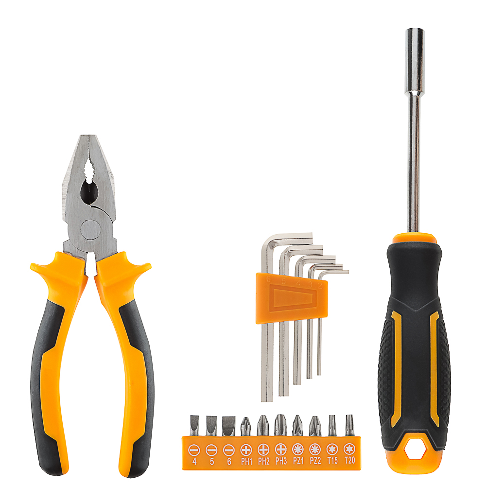 РОКОТ Набор 17 предметов, отвертка под биты, 10 бит, 5 шестигранников, пассатижи 150мм - #1