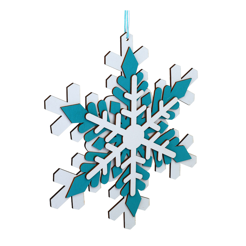 СНОУ БУМ Сувенир подвеска в виде снежинки, 23 см, дерево, 2 дизайна - #3
