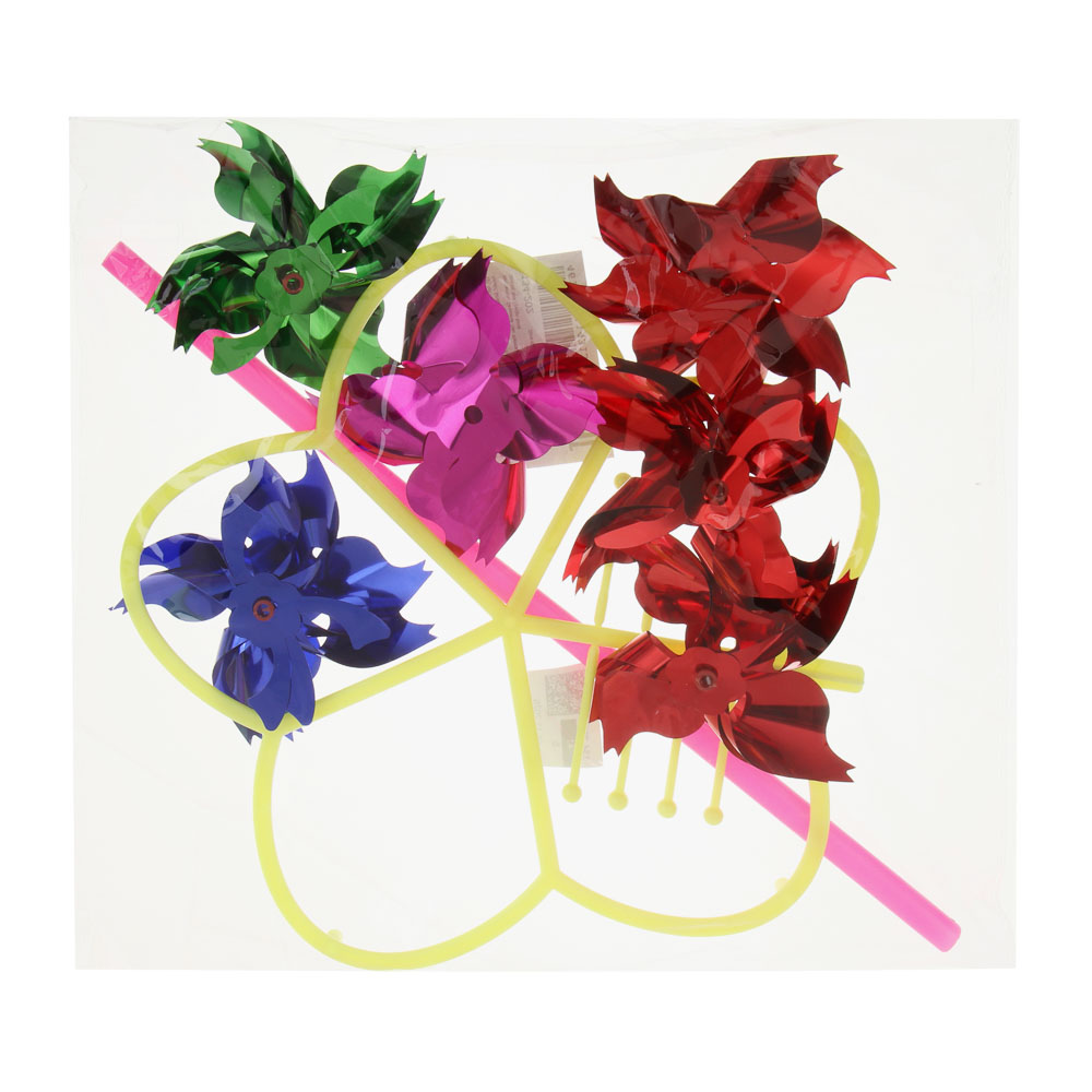 Ветрячок детский Цветочки, 6 насадок, 55см, d30см, PE, PET - #6