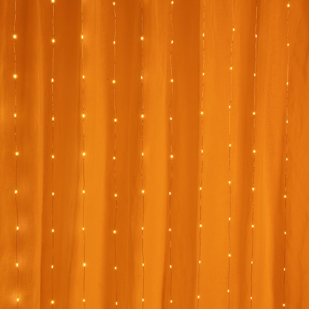 СНОУ БУМ Гирлянда эл. занавес нить росы 3х3м, 300 LED, 10 нитей, шампань, 8 реж, USB, пульт - #7