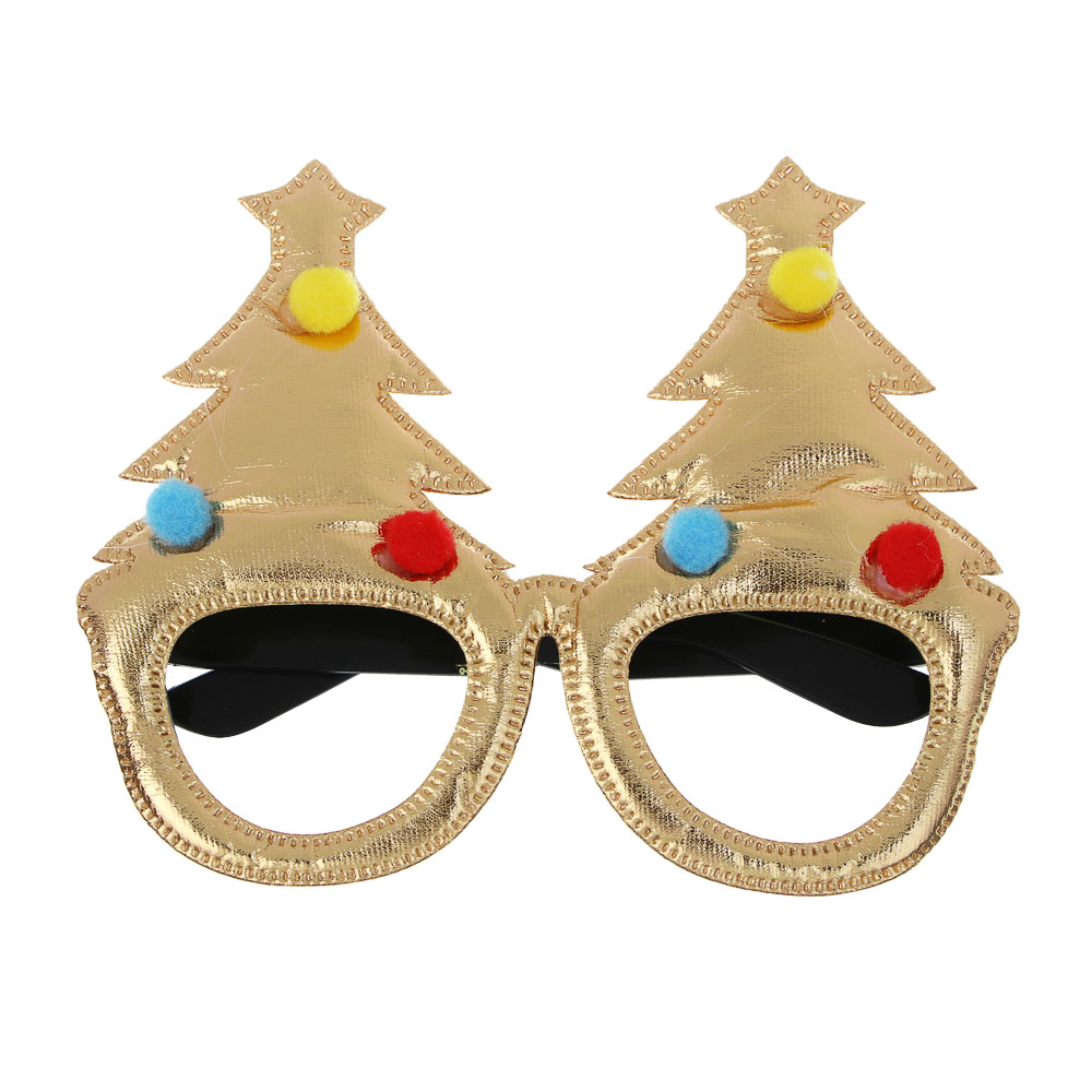 СНОУ БУМ Очки новогодние с елочками, 14см, пластик, полиэстер - #1