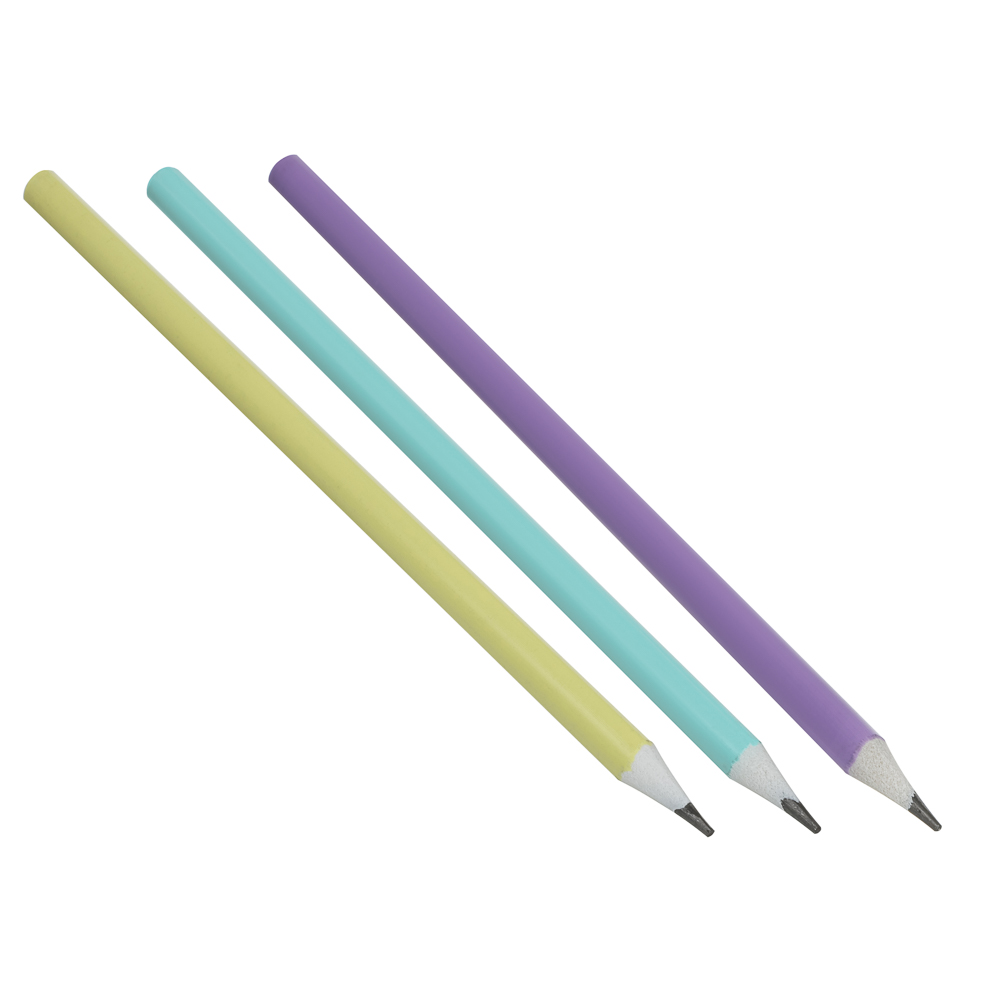 Карандаши чернографитные ClipStudio 3 шт, без ластика, HB, пластик, трехгранный корпус, пастель - #1