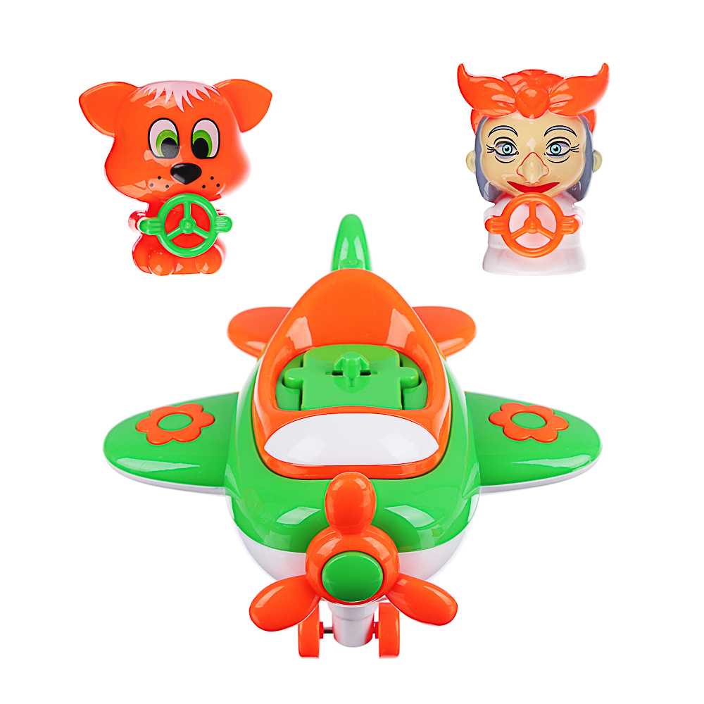 ИГРОЛЕНД Игрушка музыкальная в виде самолета, 2 персонажа, свет,звук,инерция, ABS, 21,5х16х7,5см - #3