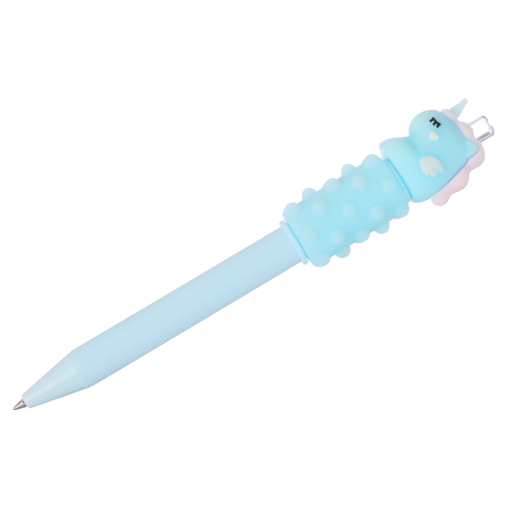 ClipStudio Ручка-массажер гелевая синяя,наконечник в форме единорога,3 цв. корпуса,14,7 см, пластик - #6