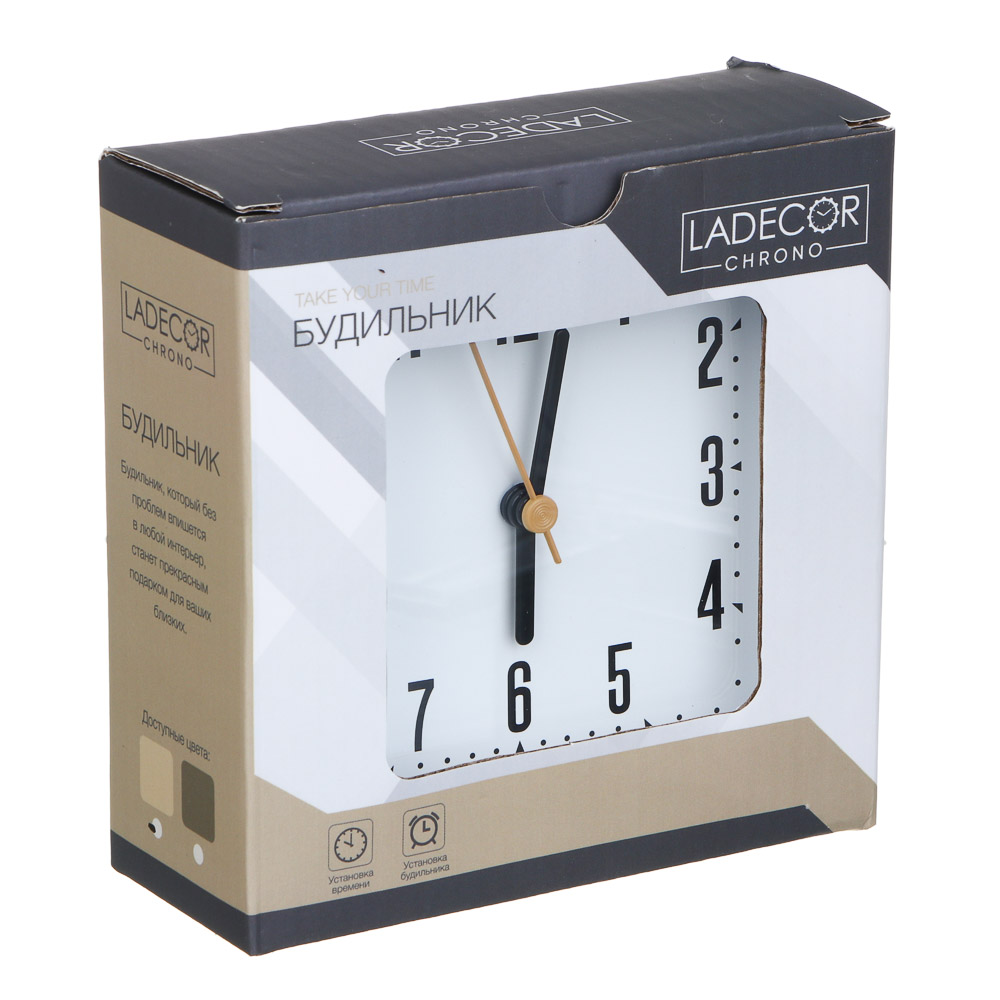 LADECOR CHRONO Будильник, 10,9x10,9x4 см, пластик, 1хАА, 2 дизайна - #8