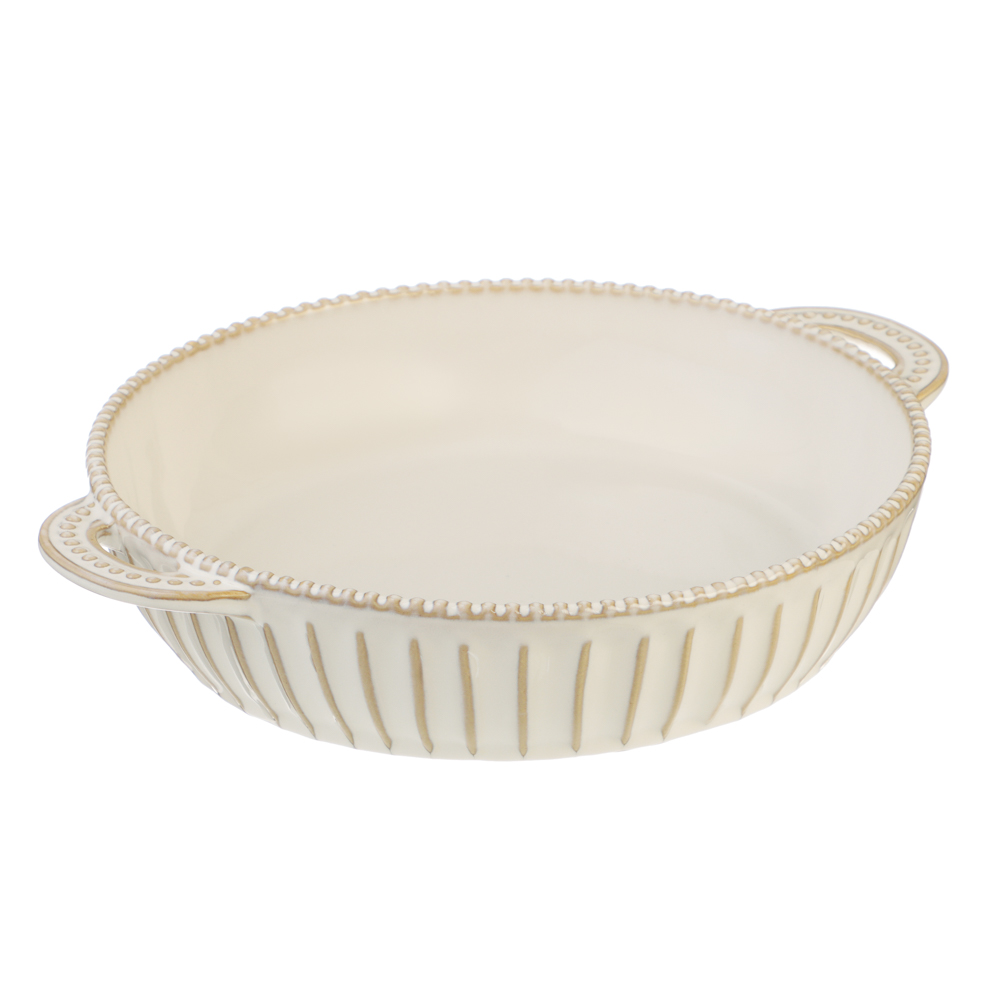 BY COLLECTION Форма для запекания и сервировки кругл.с ручками, керамика, 29,5х24х5,5см, бел. - #1