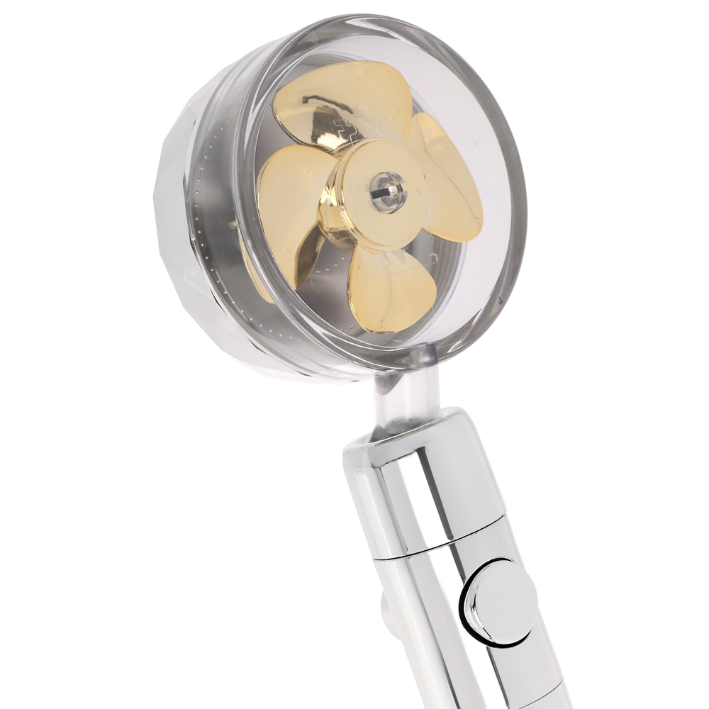 Лейка для душа-турбо лейка, 1 режим, с вентилятором, кнопка стоп, 75мм, хром - #4