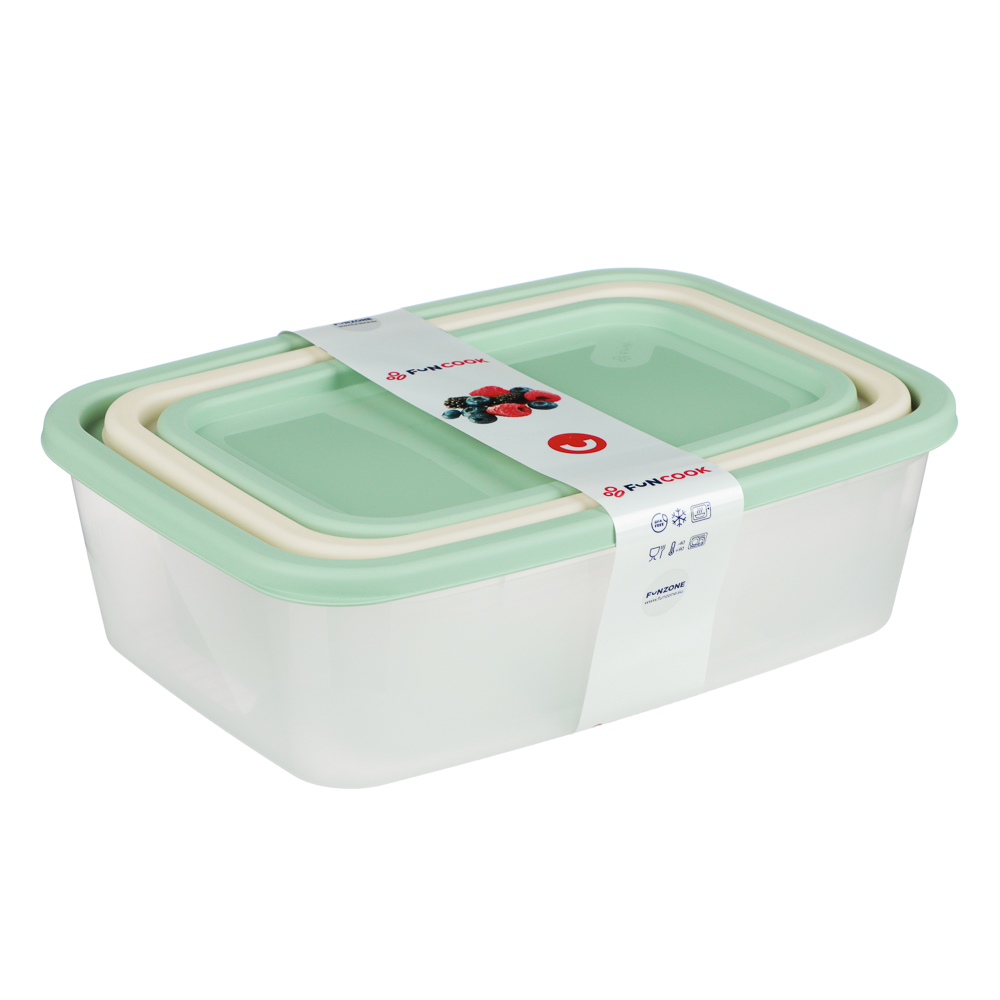 Набор прямоугольных контейнеров пищевых 3шт (1л; 1,7л; 2,7л), пластик - #8