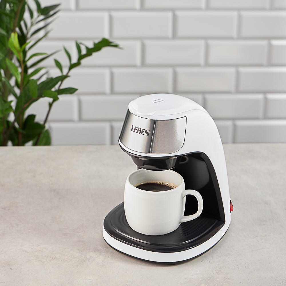 LEBEN Кофеварка капельная 500Вт, 240 мл, керамическая чашка, белый - #12