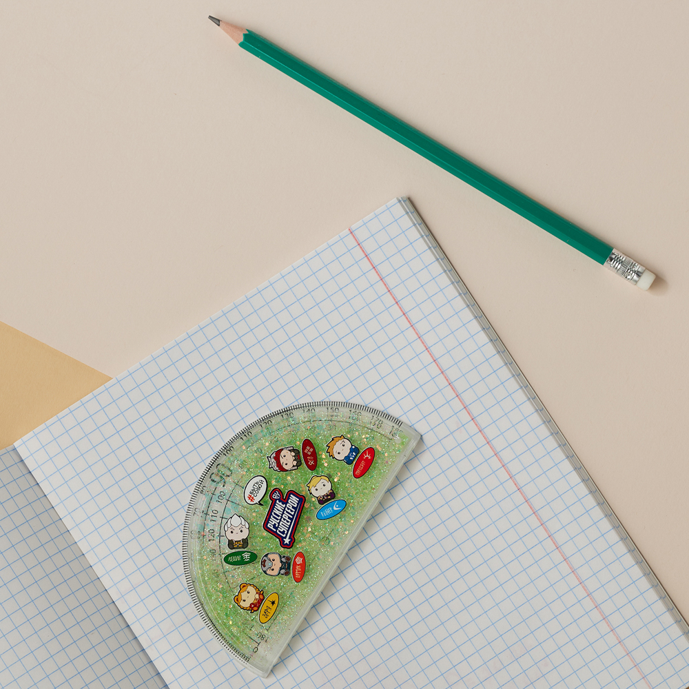 BY Русские Супергерои Транспортир 10 см, 180 градусов, принт, подв.блестки в геле, "Кавай", 3 цвета - #8