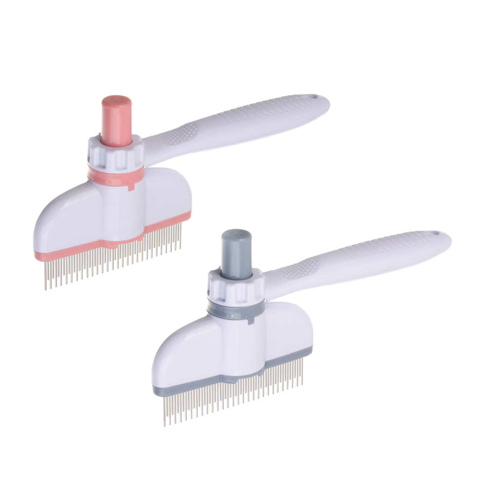 Расческа для животных с кнопкой удаления шерсти тм VETTA, пластик, металл, 18 см - #1