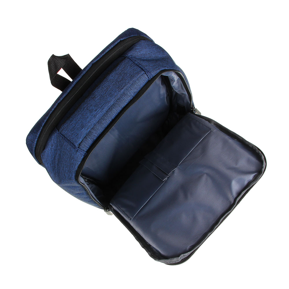 Рюкзак универсальный 42x30x13,5см, 2 отд, 1 карм., отделка прорезин.мат., USB, ПЭ под ткань,чер/син. - #5