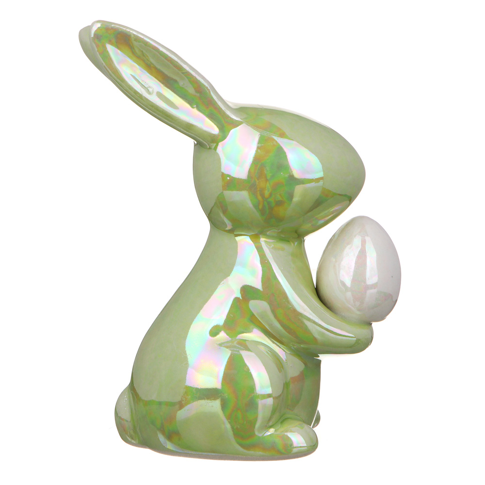 LADECOR Фигурка в виде зайчика с яйцом, керамика, 3 цвета, 11,2х7,4 см - #4