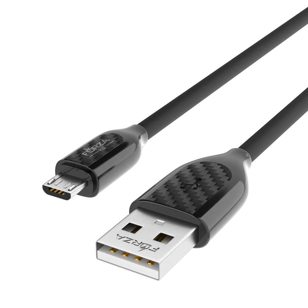 FORZA Кабель для зарядки Карбон microUSB, 1м, Быстрая зарядка 2.4А, 12W, прорезиненный, 3 цвета - #13