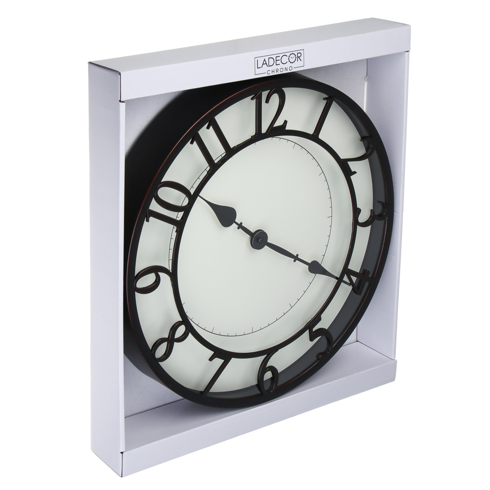 LADECOR CHRONO Часы настенные, круглые, 40,8x40,8x4,5 см, пластик, цвет черный - #4