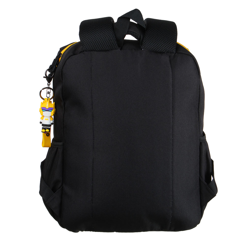 Рюкзак подростковый 40x30x14,5см, 1 отд., 4 карм., аппликации в форме лица, ножки, ПЭ, черный/желтый - #4