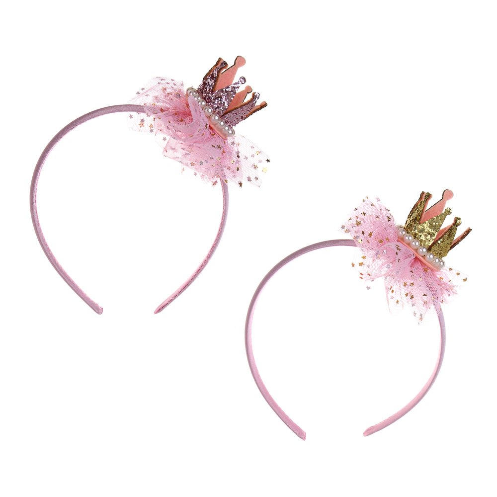 СНОУ БУМ Ободок с короной, диаметр 11,5см, пластик, полиэстер, 2 дизайна - #1