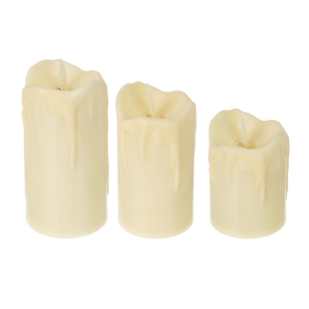 СНОУ БУМ Набор 3шт, светильник декор.LED в виде свечи,5x7/9/11см, PP,3хAG13,1режим, эфф.движ.пламени - #1