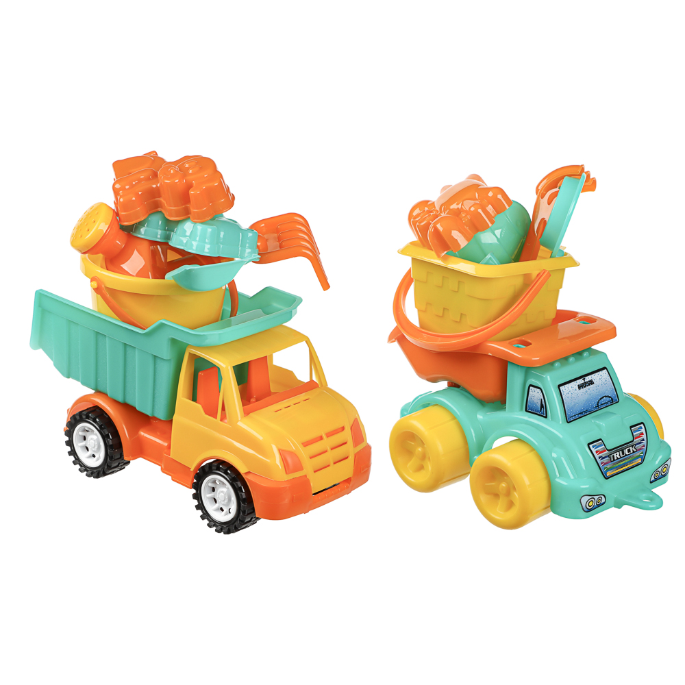 Набор для игр в песке "Машинка-грузовик", ИГРОЛЕНД, 7 предметов, пластик, для детей 3+ - #1