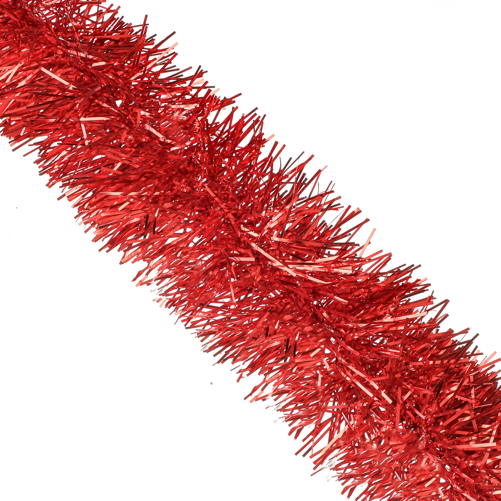 СНОУ БУМ Мишура Норка 9x200см, ПЭТ, красная - #1