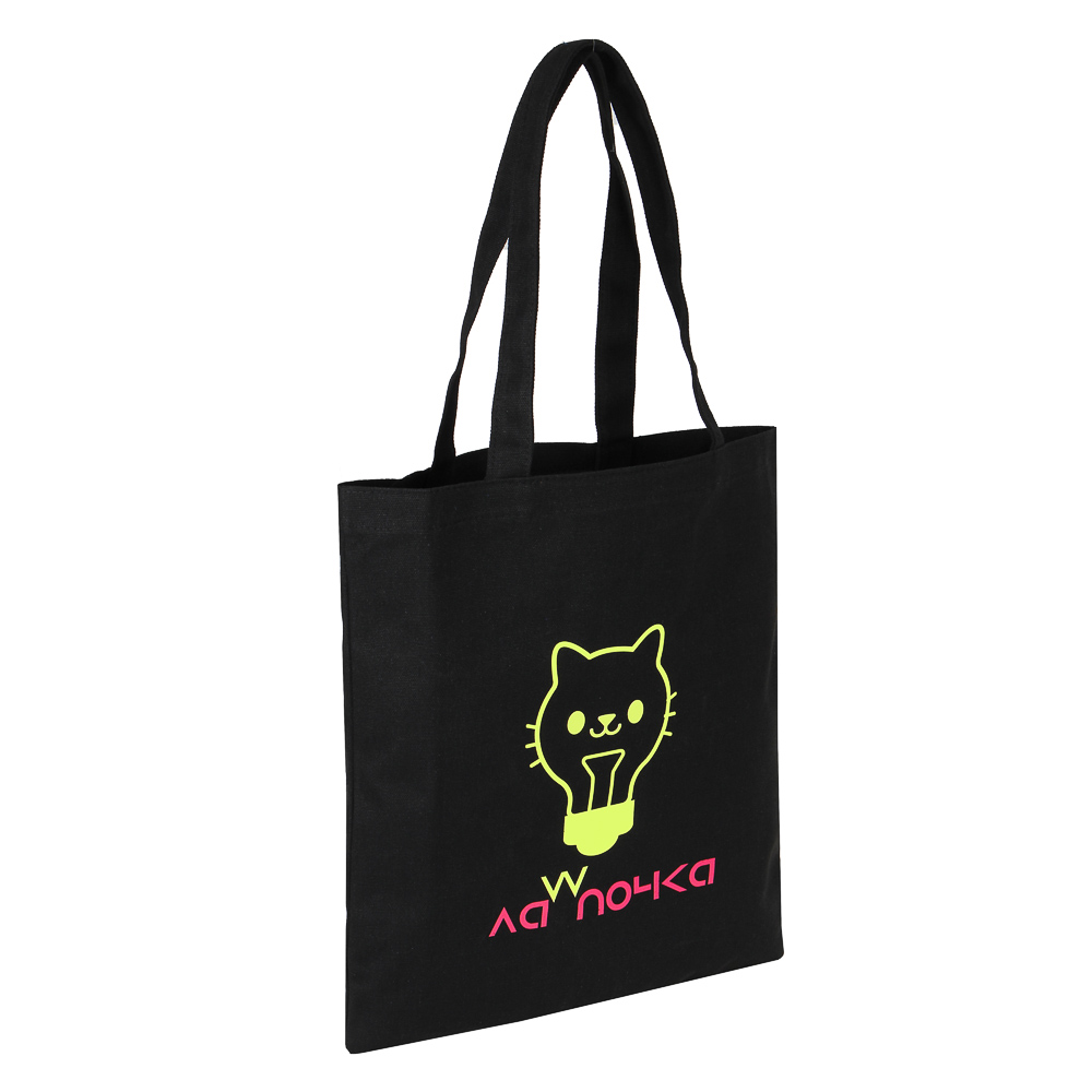 BY Сумка-шоппер, 38x42см, "Флуо", внутр.карман, длинные ручки 58 см, черный ПЭ, флуор.печать, 4диз. - #3