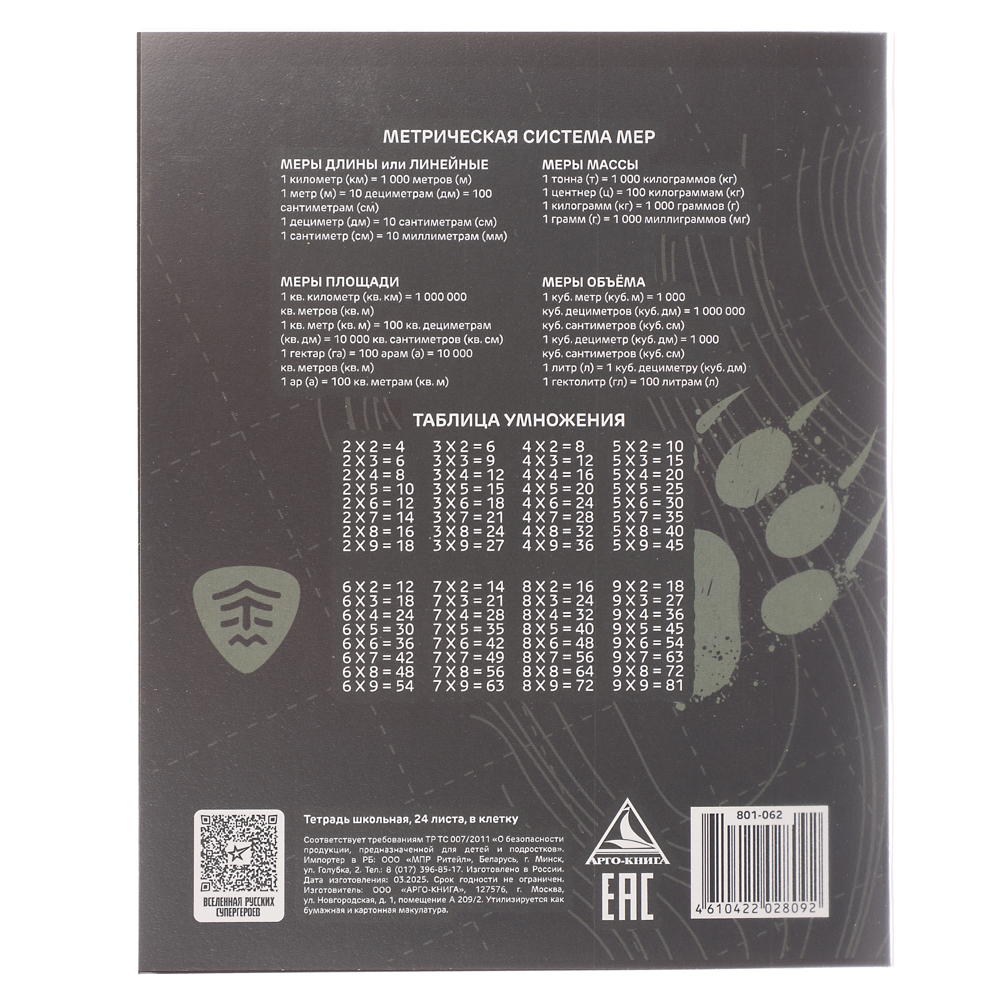 BY Русские Супергерои Тетрадь Тетрадь шк. 24л. "РСГ", в клетку, офсет, обл.пластик, скрепка, 4диз - #14