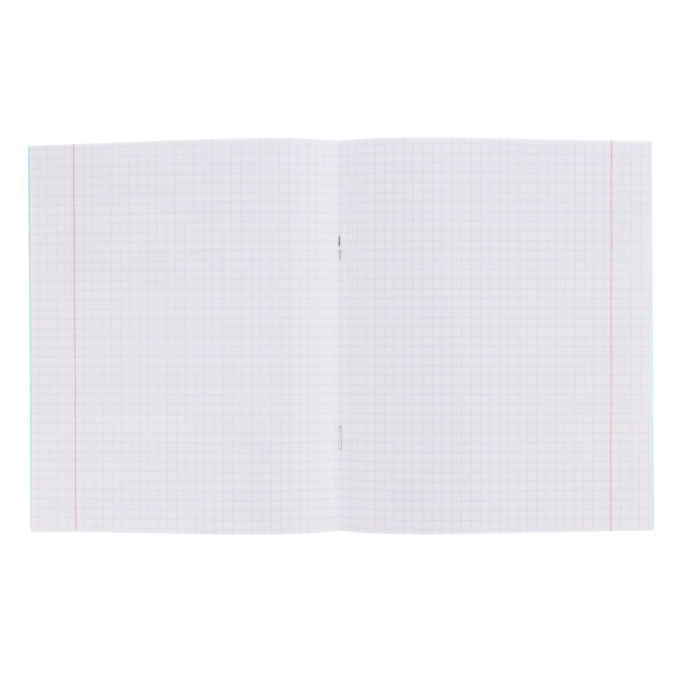 Тетрадь в клетку 12 л., БЕЛЫЕ ЛИСТЫ, зеленая обл., скрепка - #3