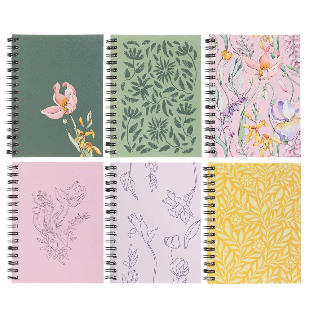 Блокнот "Botanica", 105х140 мм, 80л, клетка, мягкий переплет, спираль, в ассортим. - #1