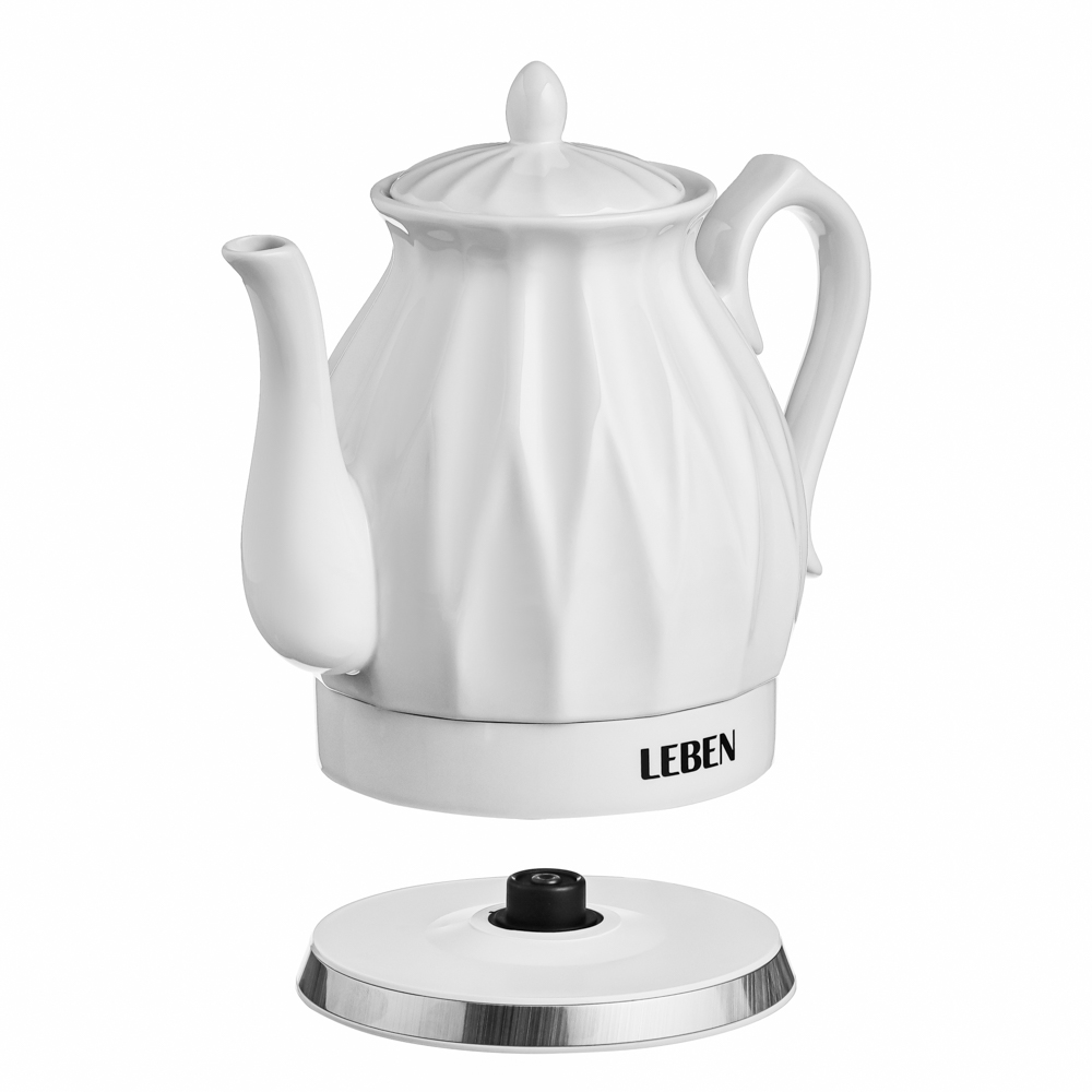LEBEN Чайный набор электрический с чашками керамика 1,5 л, белый - #2