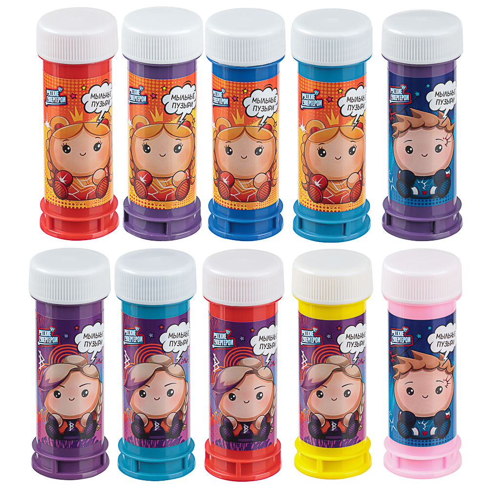 Мыльные пузыри "Русские Супергерои", BY, 50мл, мыльный раствор, пластик, 6 дизайнов - #1