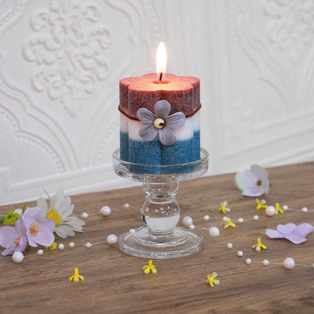 LADECOR Свеча ароматическая, в форме цветка, парафин, с декором, 8x7 см, аромат - мята - #3