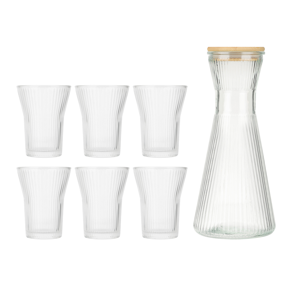 SATOSHI Набор Кувшин 1,8л, 6 стаканов 200мл, стекло, бамбук - #1