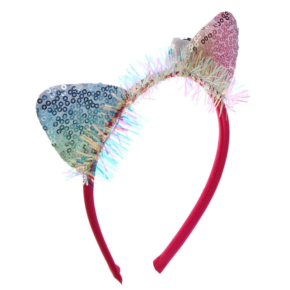 СНОУ БУМ Ободок светящийся с ушками, LED, диаметр 11,5см, пластик, полиэстер, 3хAG13, 3 реж., 4 диз. - #3