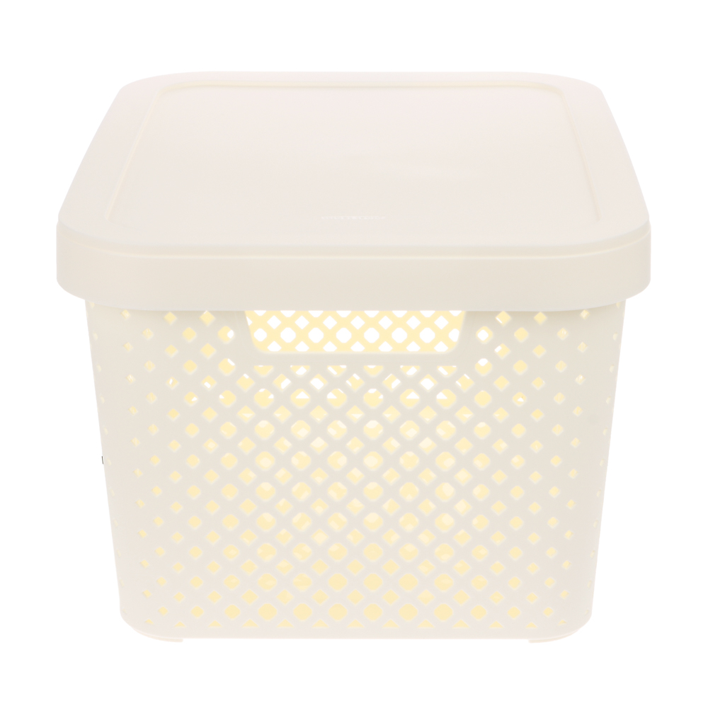 Корзина для хранения с крышкой Plast Team STOCKHOLM, 15 л молочный туман - #3