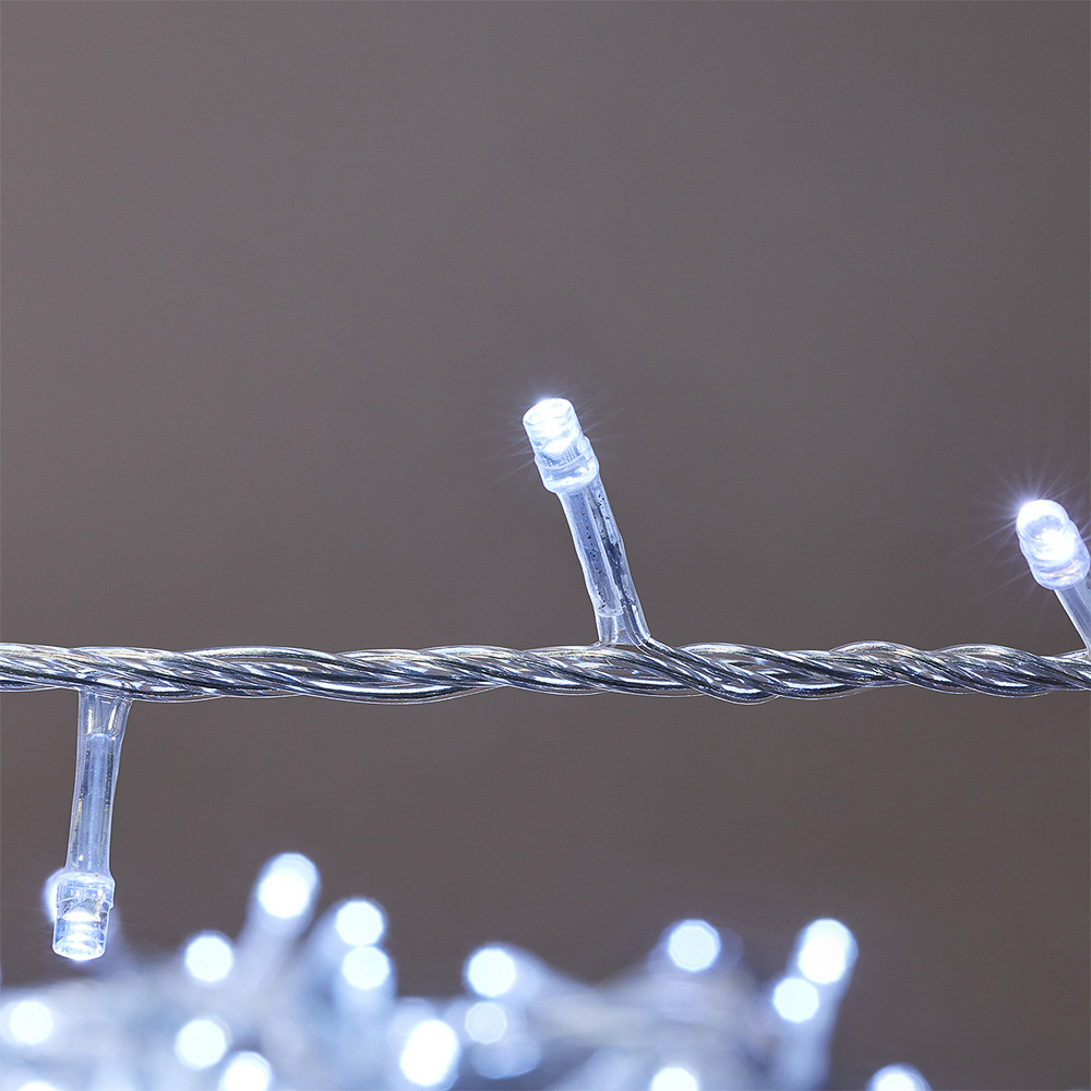 СНОУ БУМ Гирлянда эл. вьюн 14м, 300LED, белый, 30LED мерцание, ПВХ прозр., коннектор, 220В - #11