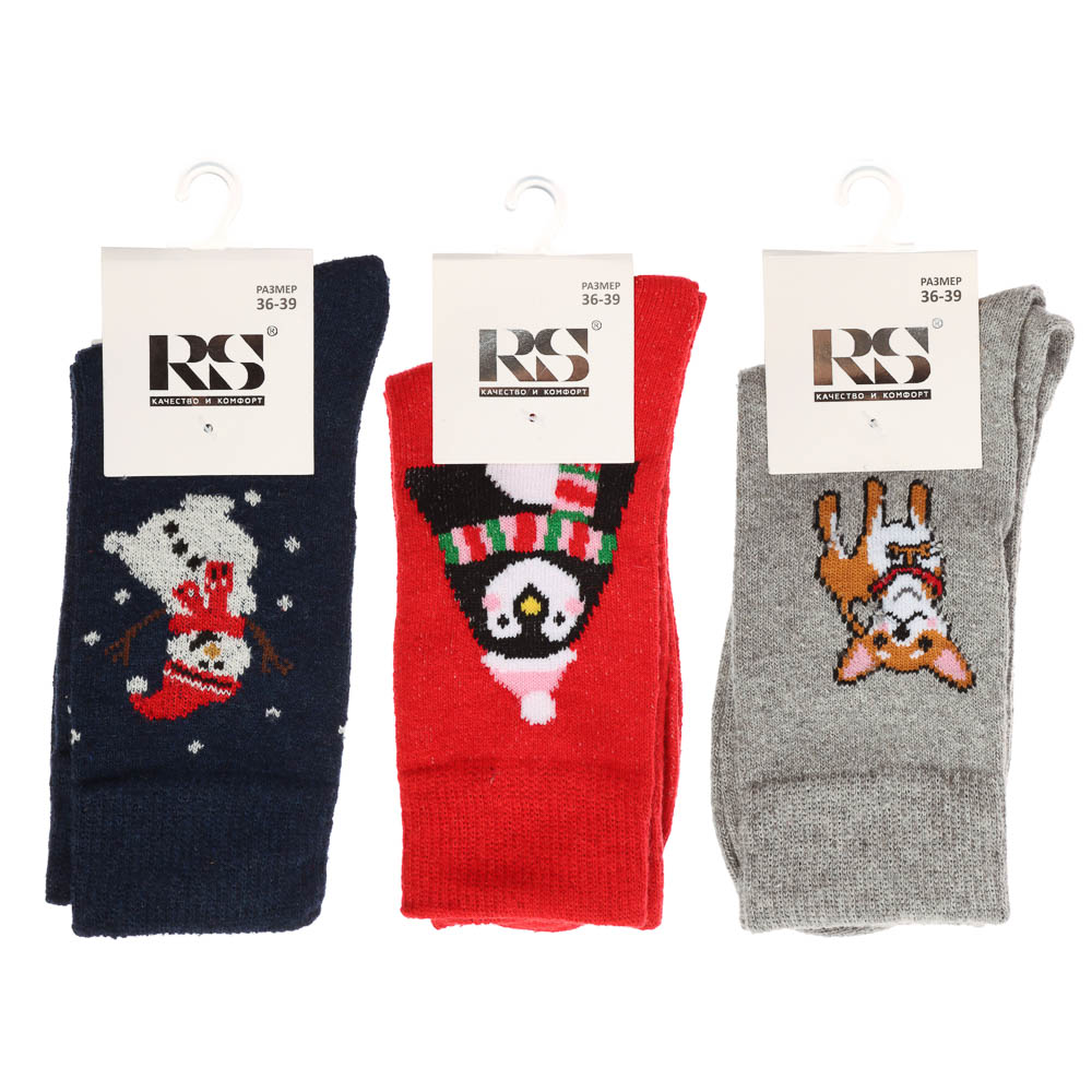 Носки женские "полушерсть" с рисунком, 65% полушерсть, 15% акрил, 10% спандекс, 10% эл, р. 36-39 - #6