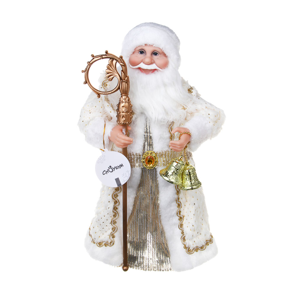 СНОУ БУМ Дед Мороз 42 см белый с золотом, PVC, полиэстер - #6