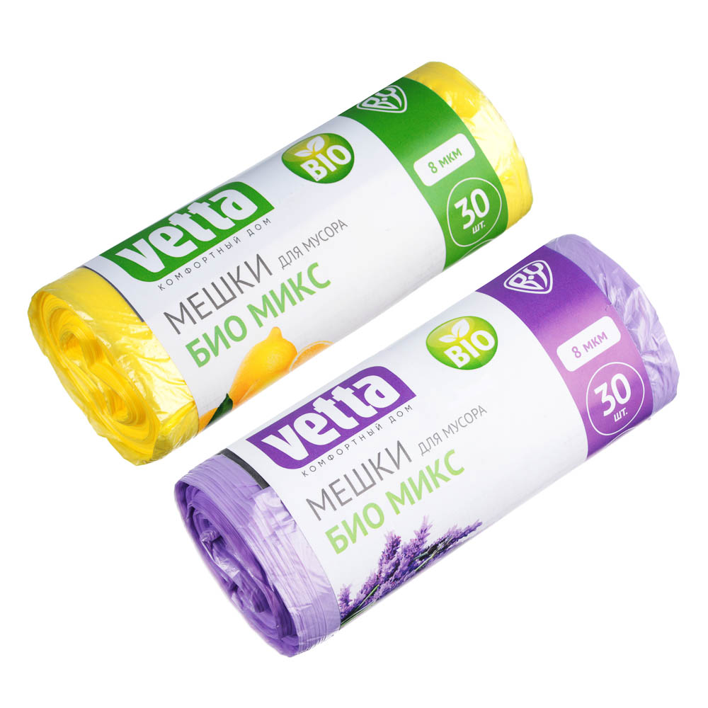 VETTA Мешки для мусора БИО 30 л., 30 шт., эконом, 4 аромата (ваниль, клубника, лимон, лаванда) - #6