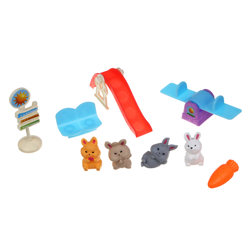 ИГРОЛЕНД Игровой набор "Счастливая семья" Зайки на лужайке, ABS, PP, 19х4х28 см, 4 вида - #7