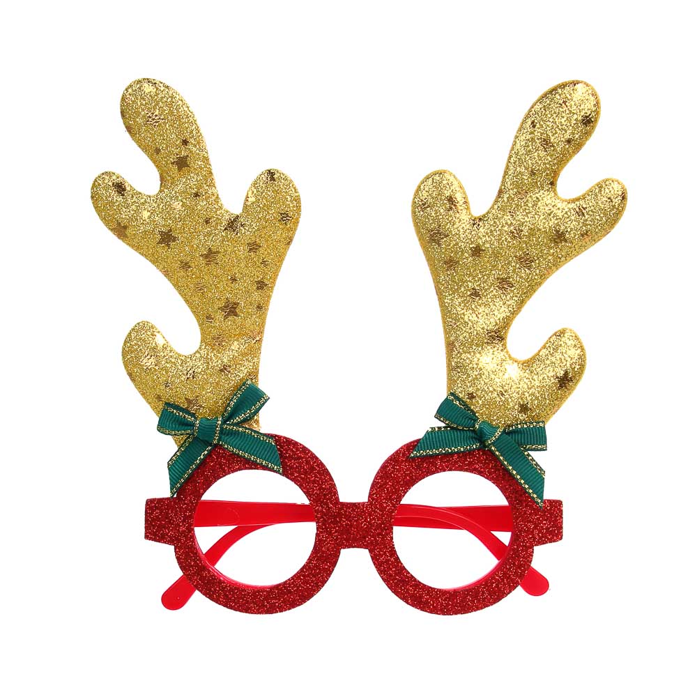 СНОУ БУМ Очки новогодние с рожками, 13см, полиэстер, пластик, 2 дизайна - #2
