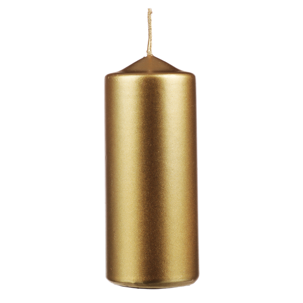 Свеча-столбик золотая, 5х12 см - #1