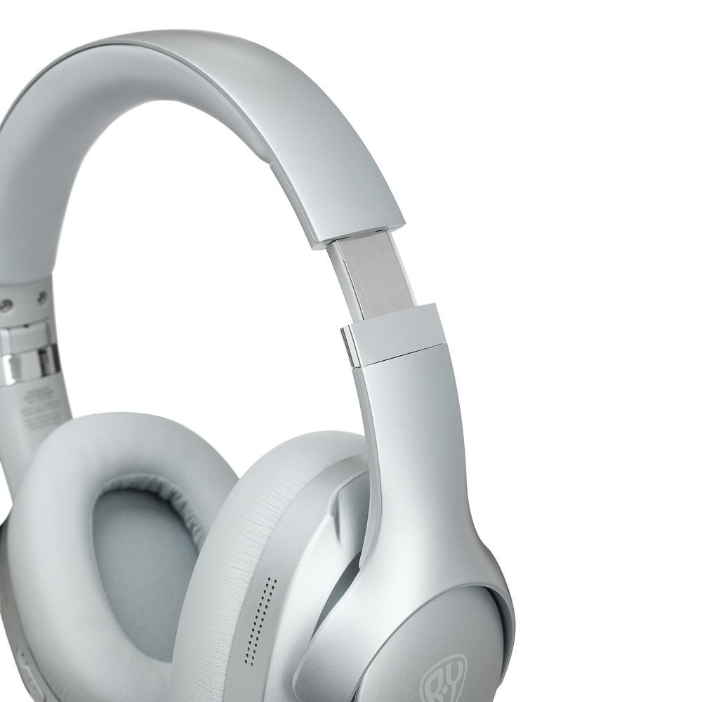 BY Наушники беспроводные полноразмерные AeroSound, шумоподавление ANC, экокожа, 500мАч, серебро - #7