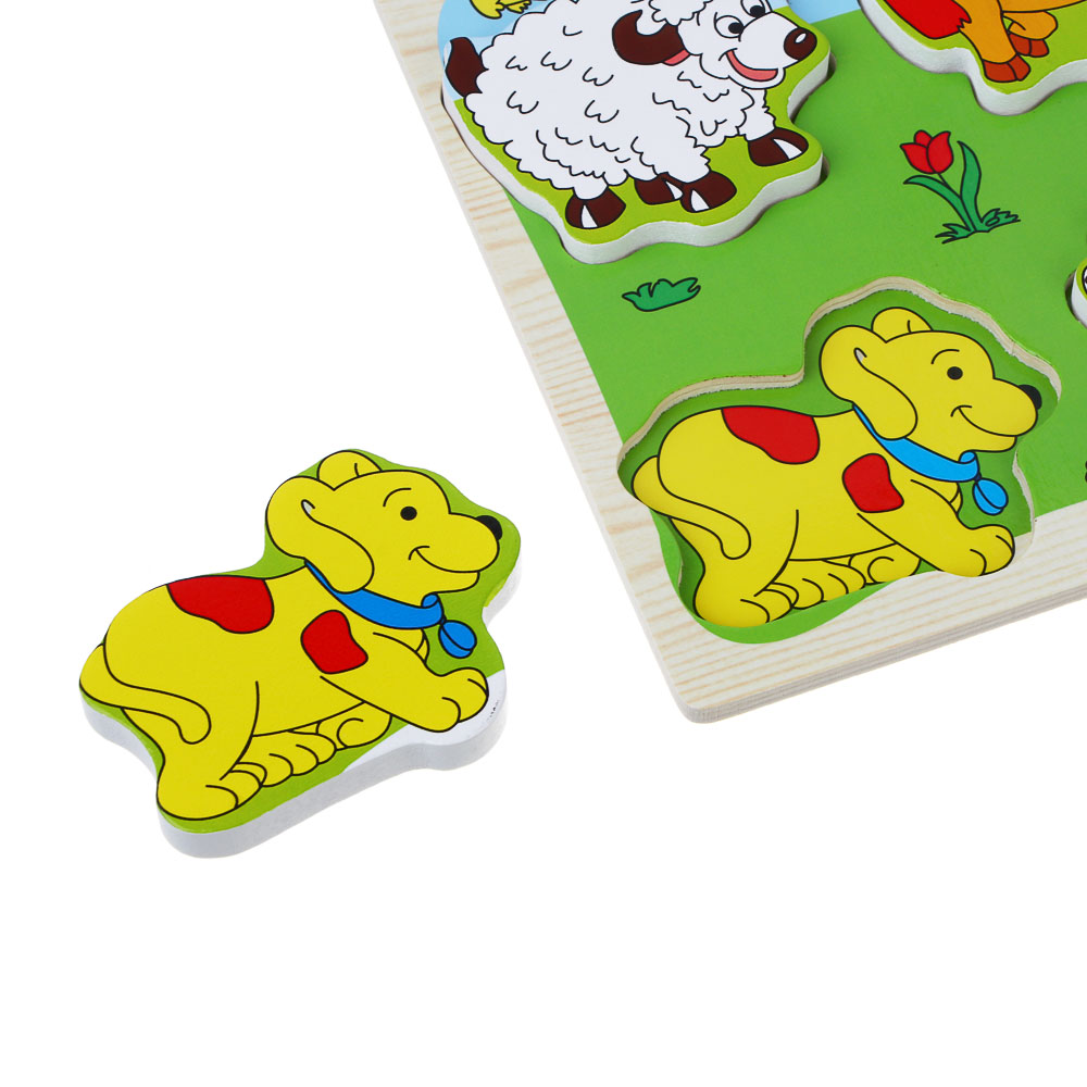 ИГРОЛЕНД Игрушка развивающая "Рамка вкладка", 4 элемента, 14,5х14,5х1см, дерево, 16 дизайнов - #5