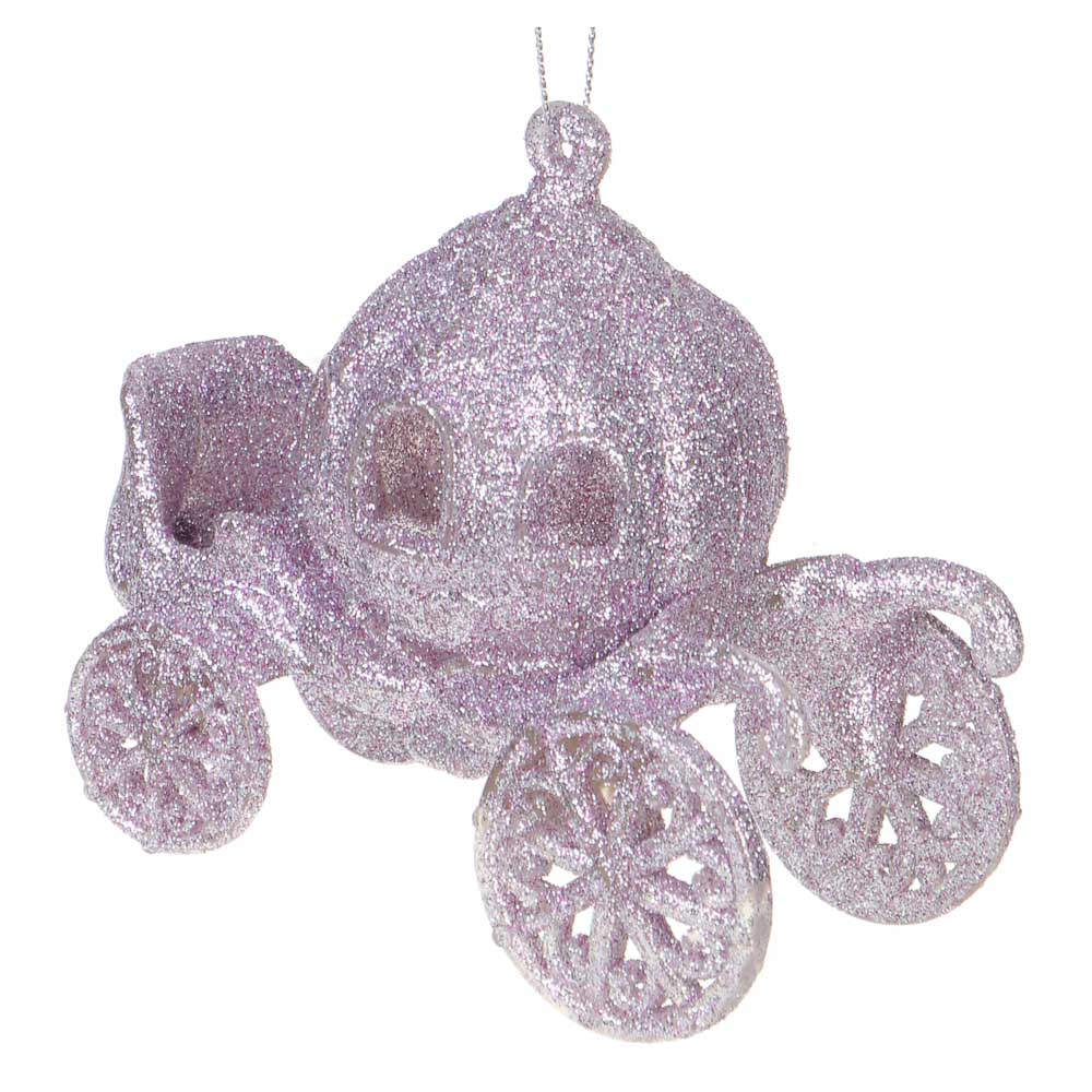 СНОУ БУМ Подвеска декоративная, карета, 11x6x10 см, пластик, глиттер, лиловый - #3