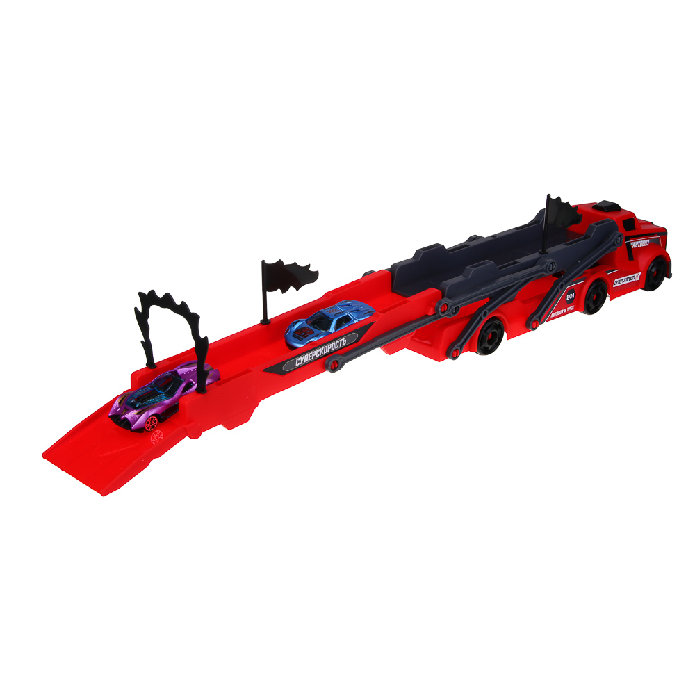 ИГРОЛЕНД Автовоз трек с запуском, РР, АБС, 28,5х8х10,5 см, 3 дизайна - #8