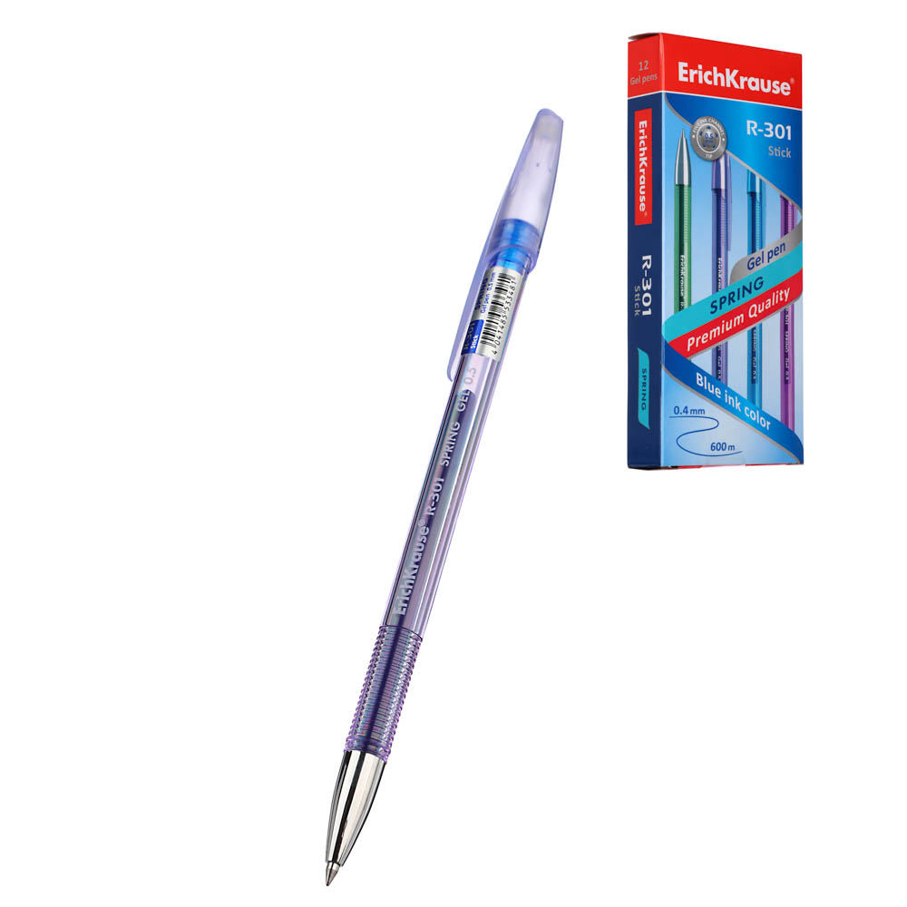 Erich Krause Ручка гелевая синяя, R-301 "Спринг Гель Стик", 0.5мм, 53348, 4 цвета корпуса - #1