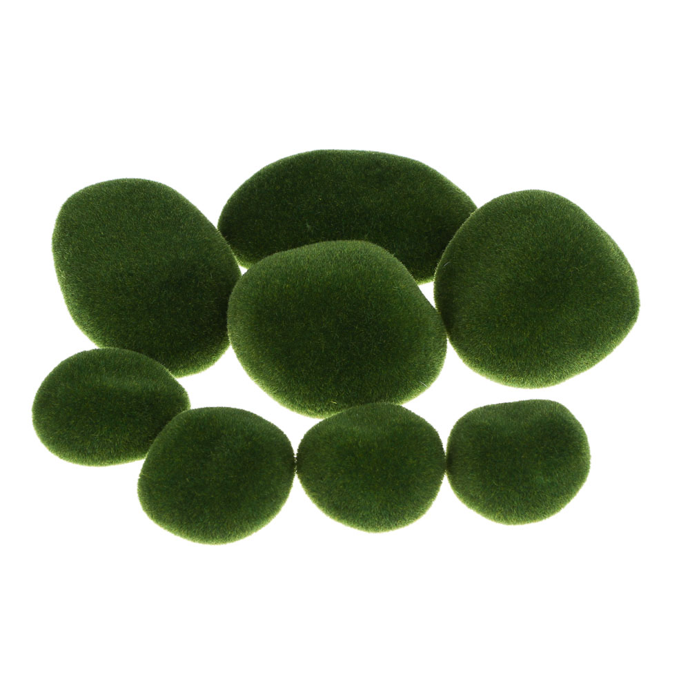 INBLOOM Набор искусcтвенных камней с мхом 8шт, пенопласт, РЕ - #1