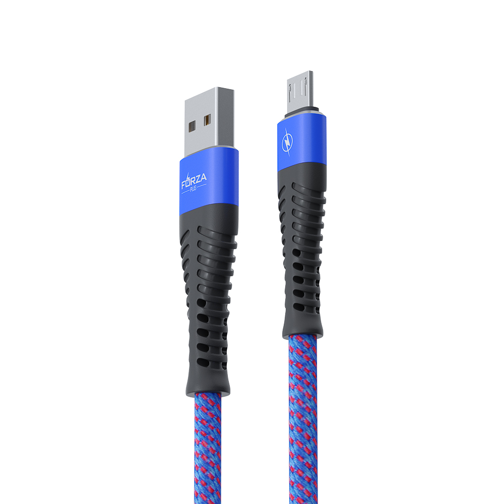 FORZA Кабель для зарядки Венеция Micro USB, 1м, 2А, тканевая оплётка, 3 цвета, пакет - #7