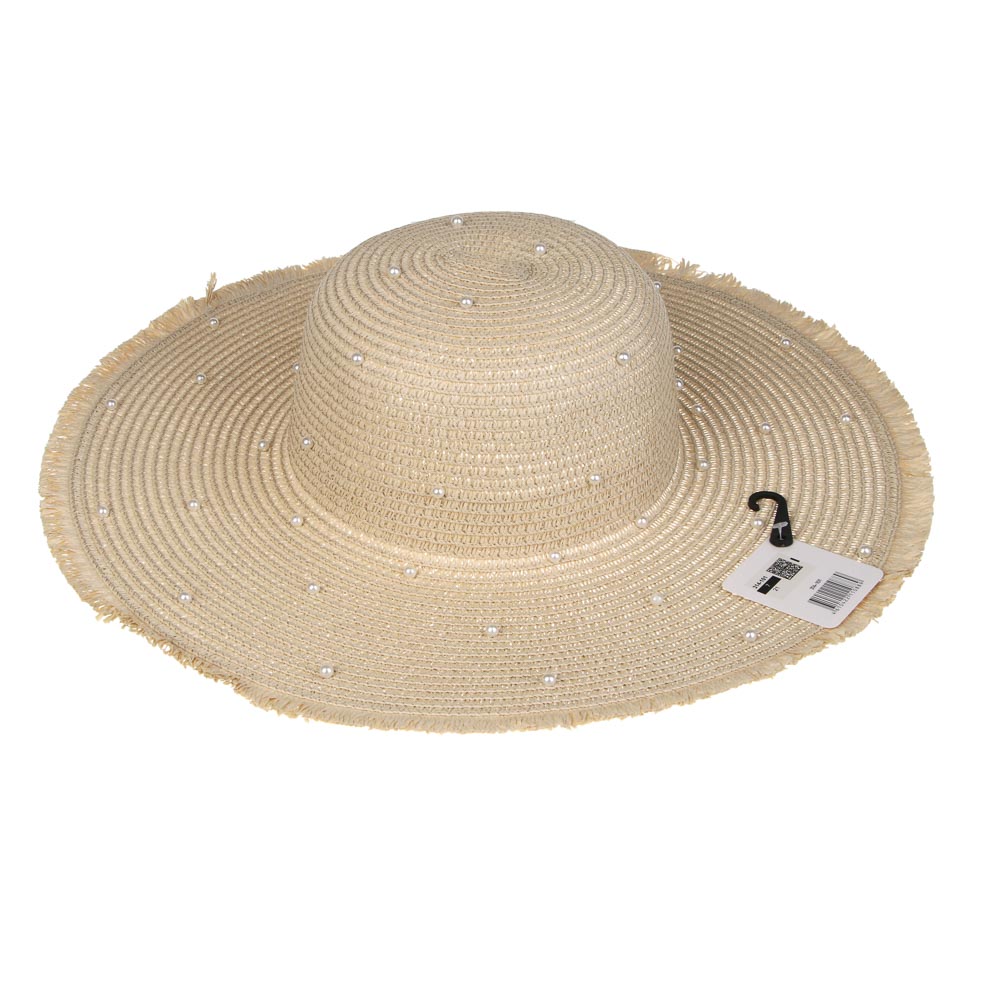 Шляпа женская с декором, р. 58, 100% целлюлоза, тм GALANTE, бежевая - #3