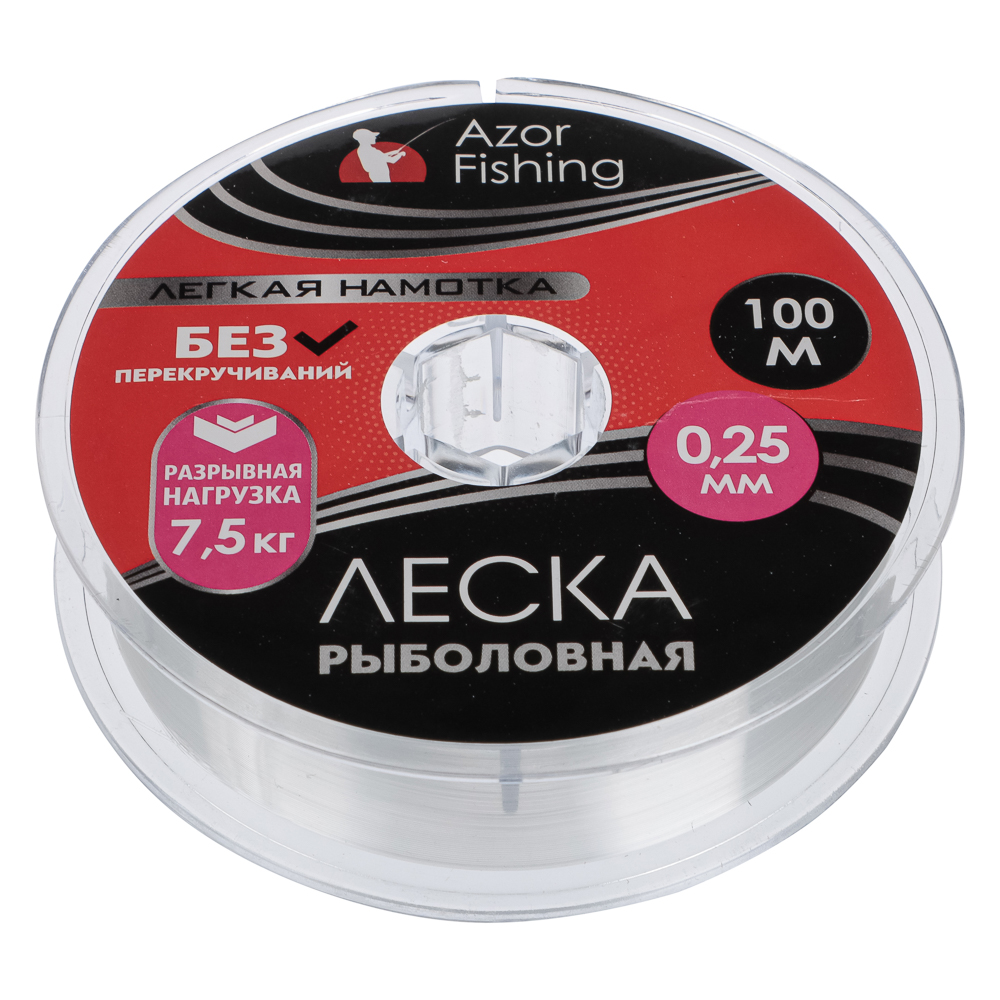 AZOR FISHING Леска "Легкая намотка", нейлон, 100м, 0,25мм, 7,5кг - #2